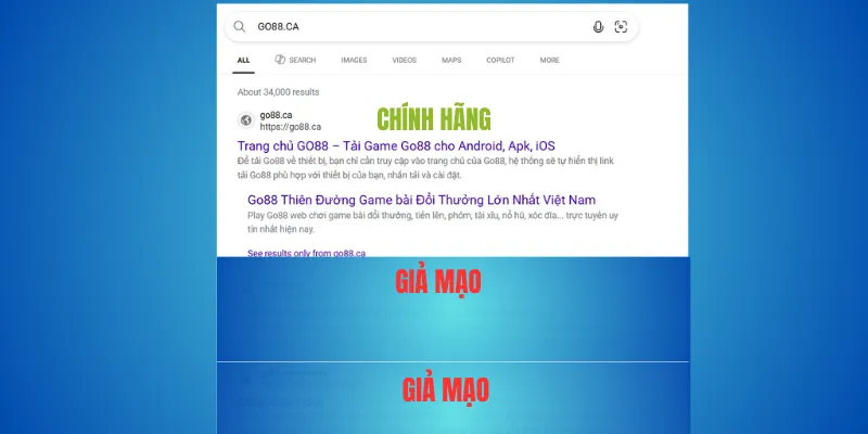 Go88 thật – chỉ tin miền go88.com & go88.ca – hướng dẫn nhanh 3 Bước 3: Cảnh giác trang giả mạo